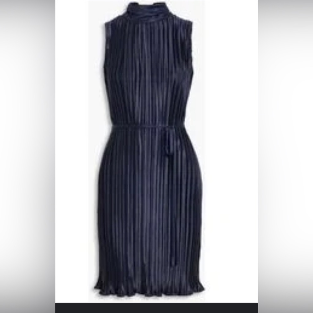 Dkny mock neck micro pleated dress
